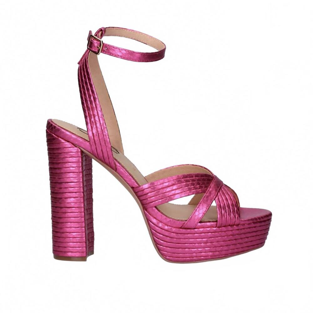 NEW EXE women's ophelia platform block heel in fuchsia snake